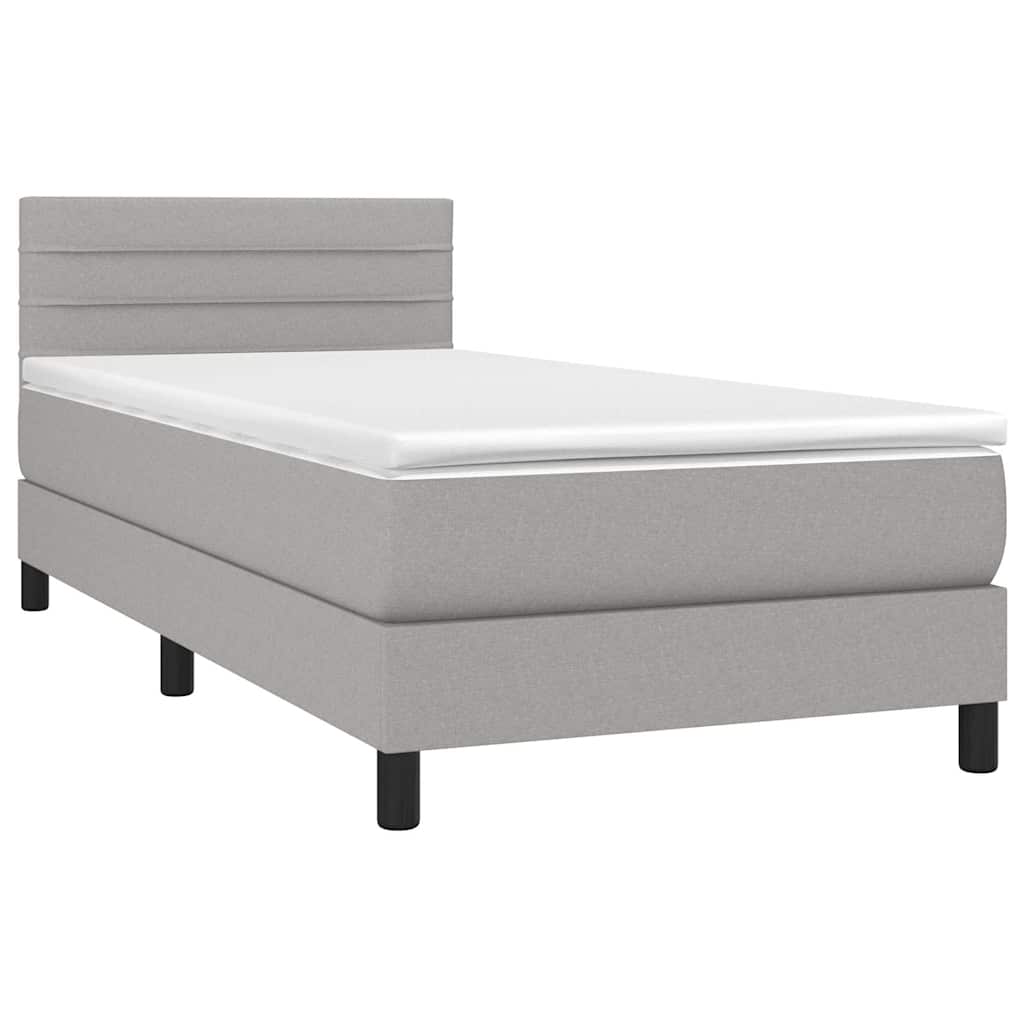 Κρεβάτι Boxspring με Στρώμα & LED Αν.Γκρι 80x200 εκ. Υφασμάτινο