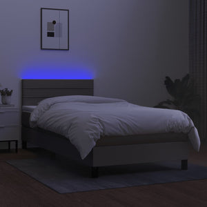 Κρεβάτι Boxspring με Στρώμα & LED Taupe 80x200 εκ. Υφασμάτινο