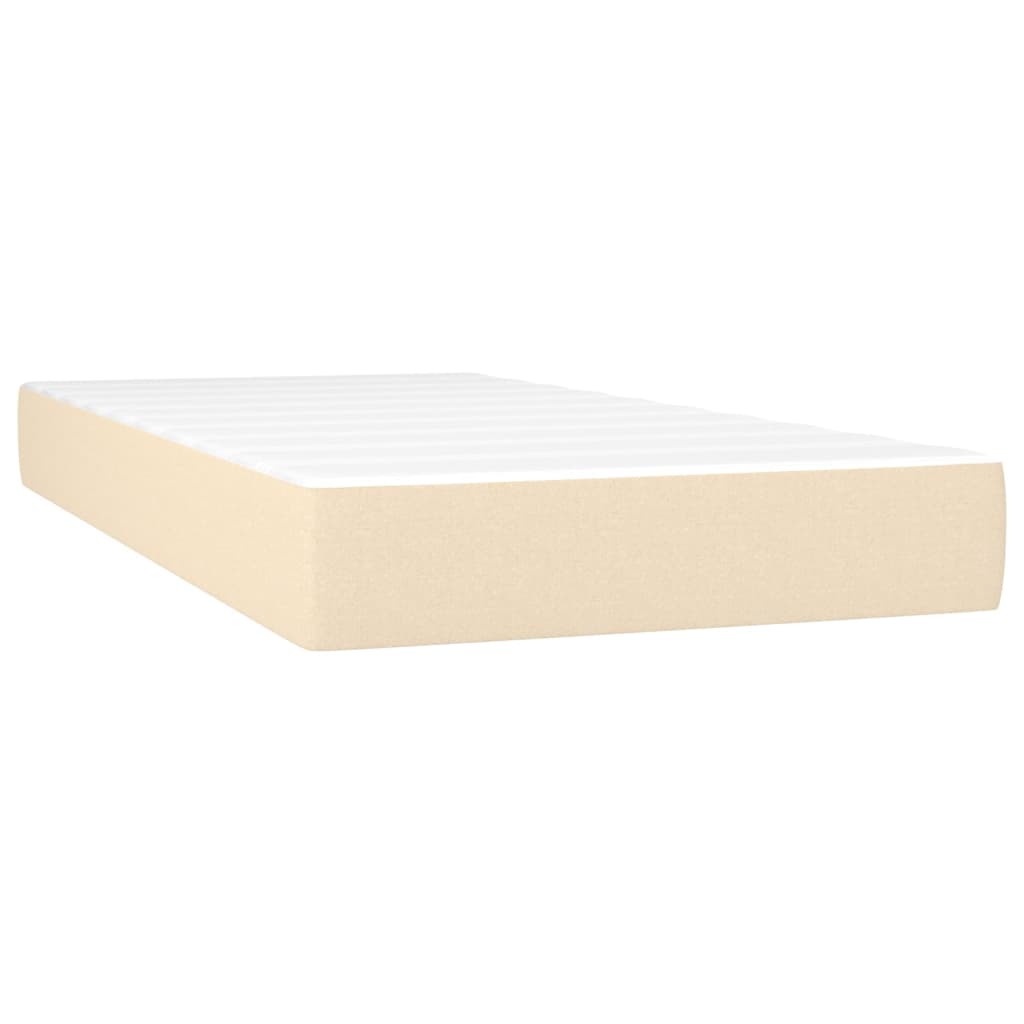 Κρεβάτι Boxspring με Στρώμα & LED Κρεμ 90x190 εκ. Υφασμάτινο