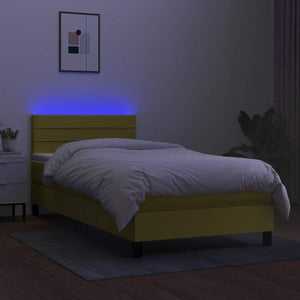 Κρεβάτι Boxspring με Στρώμα & LED Πράσινο 100x200 εκ Υφασμάτινο - Pakobazaar