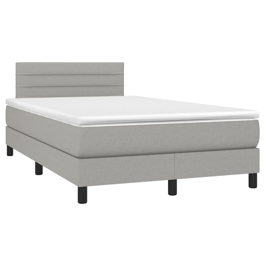Κρεβάτι Boxspring με Στρώμα & LED Αν.Γκρι 120x200 εκ Υφασμάτινο