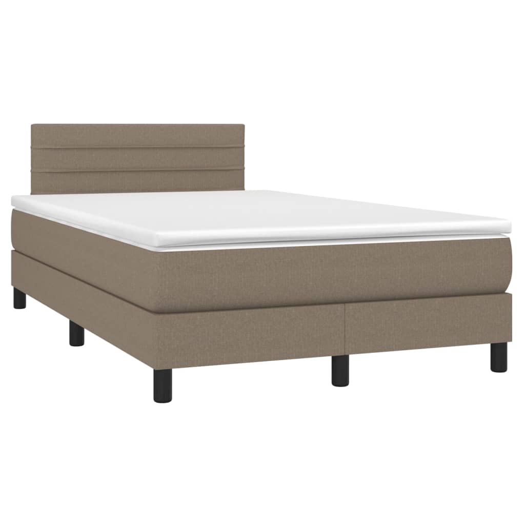 Κρεβάτι Boxspring με Στρώμα & LED Taupe 120x200 εκ. Υφασμάτινο