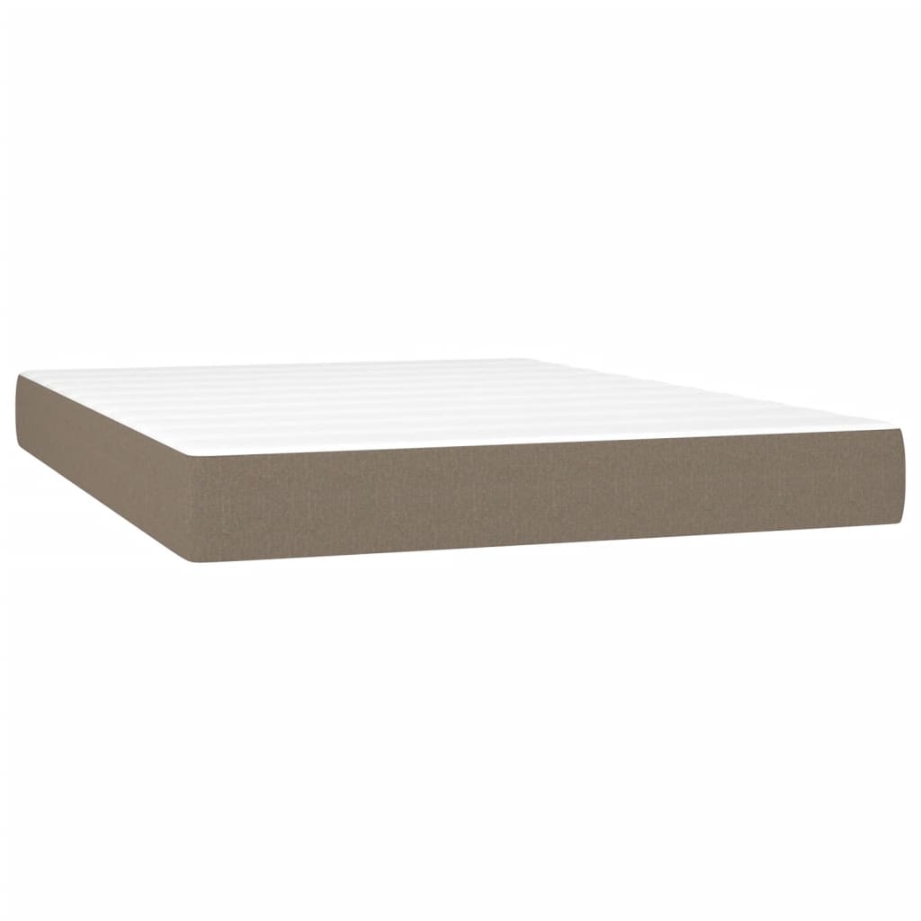 Κρεβάτι Boxspring με Στρώμα & LED Taupe 140x190 εκ. Υφασμάτινο