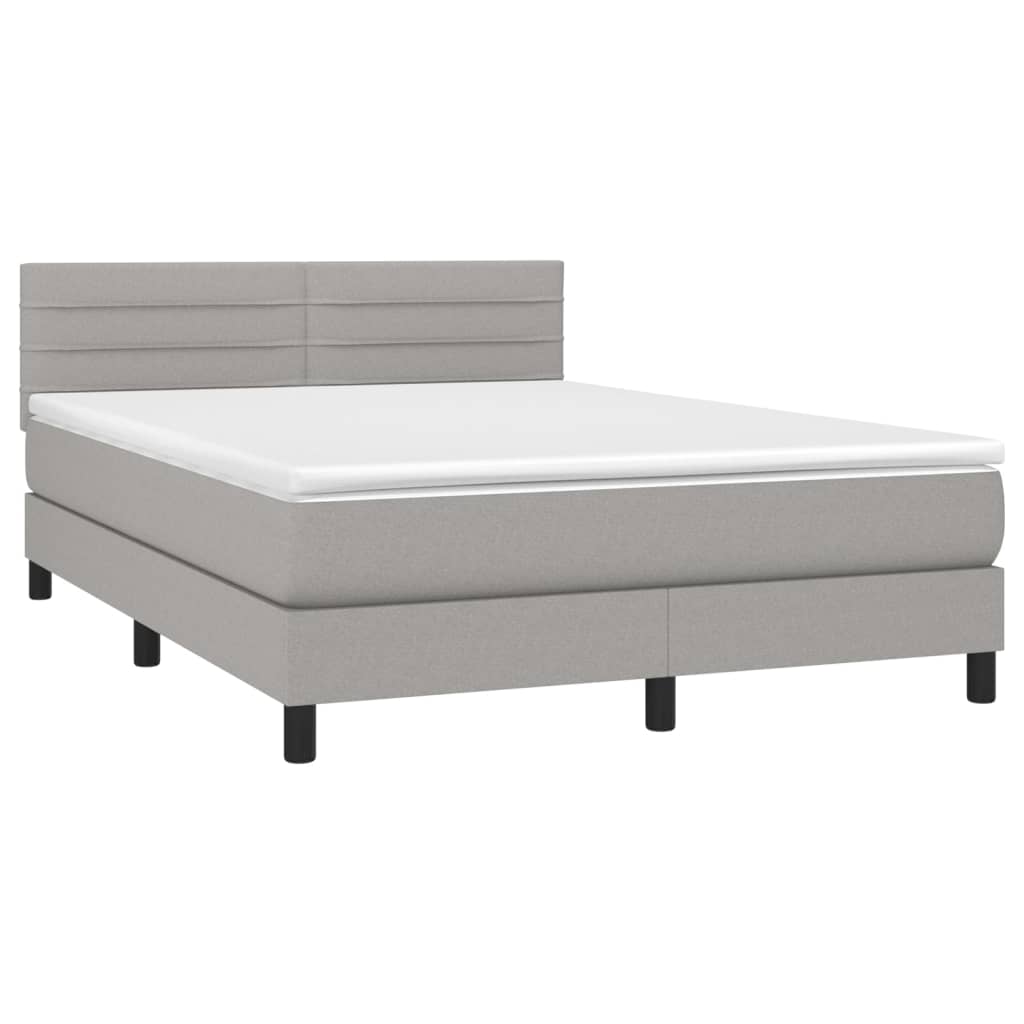 Κρεβάτι Boxspring με Στρώμα & LED Αν.Γκρι 140x200 εκ Υφασμάτινο