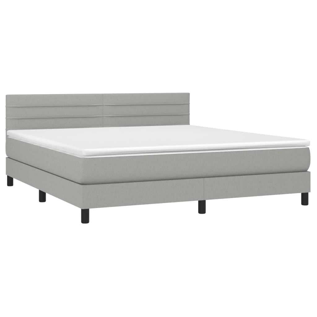 Κρεβάτι Boxspring με Στρώμα & LED Αν.Γκρι 160x200 εκ Υφασμάτινο