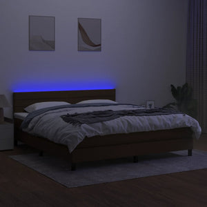 Κρεβάτι Boxspring με Στρώμα & LED Σκ.Καφέ 160x200 εκ Υφασμάτινο - Pakobazaar