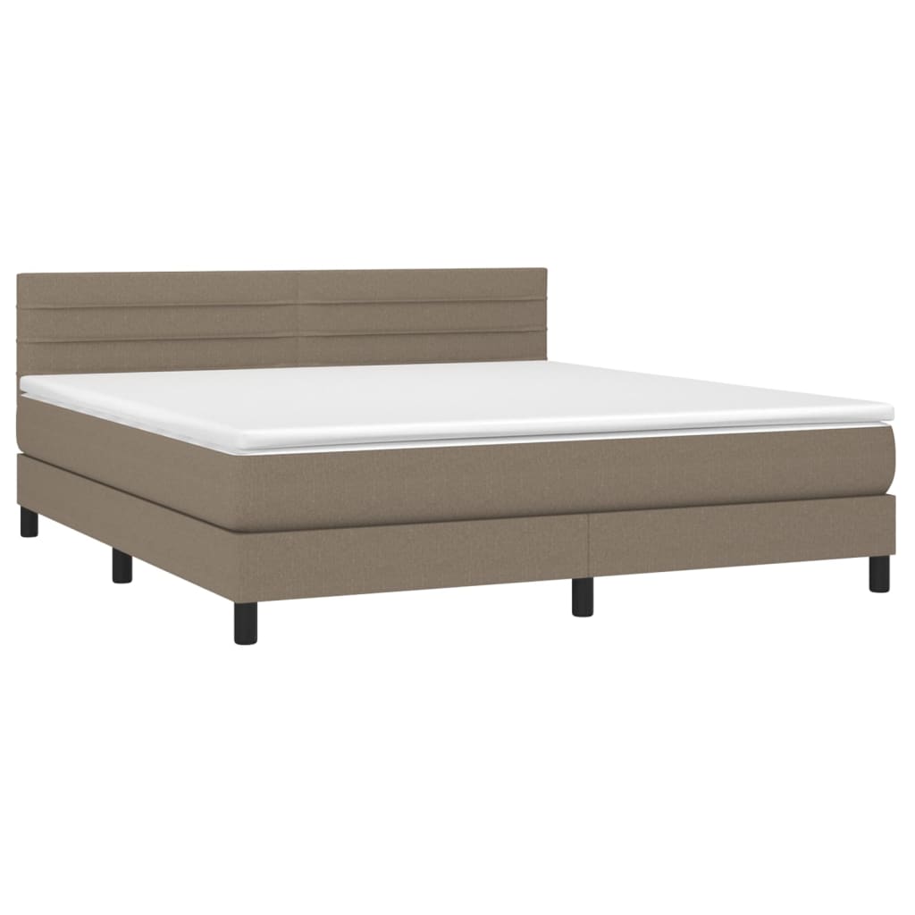 Κρεβάτι Boxspring με Στρώμα & LED Taupe 180x200 εκ. Υφασμάτινο