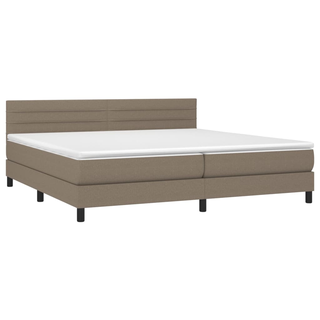 Κρεβάτι Boxspring με Στρώμα & LED Taupe 200x200 εκ. Υφασμάτινο