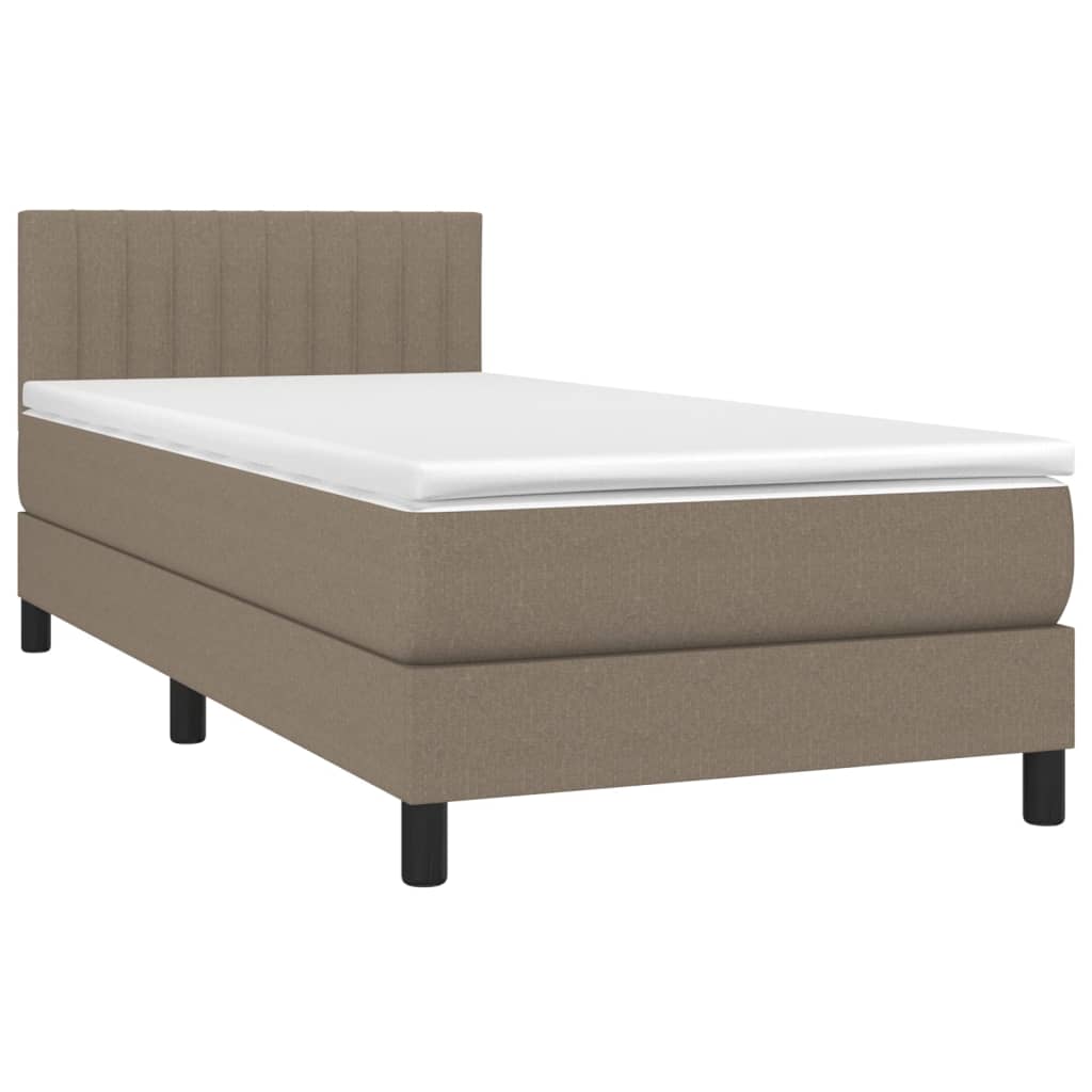 Κρεβάτι Boxspring με Στρώμα & LED Taupe 80x200 εκ. Υφασμάτινο