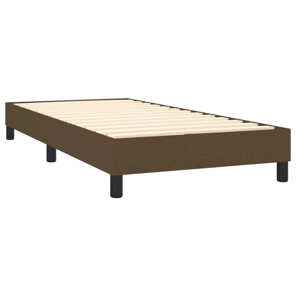 Κρεβάτι Boxspring με Στρώμα & LED Σκ.Καφέ 90x200 εκ. Υφασμάτινο