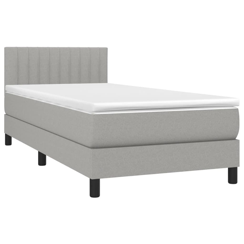 Κρεβάτι Boxspring με Στρώμα & LED Αν.Γκρι 100x200 εκ Υφασμάτινο