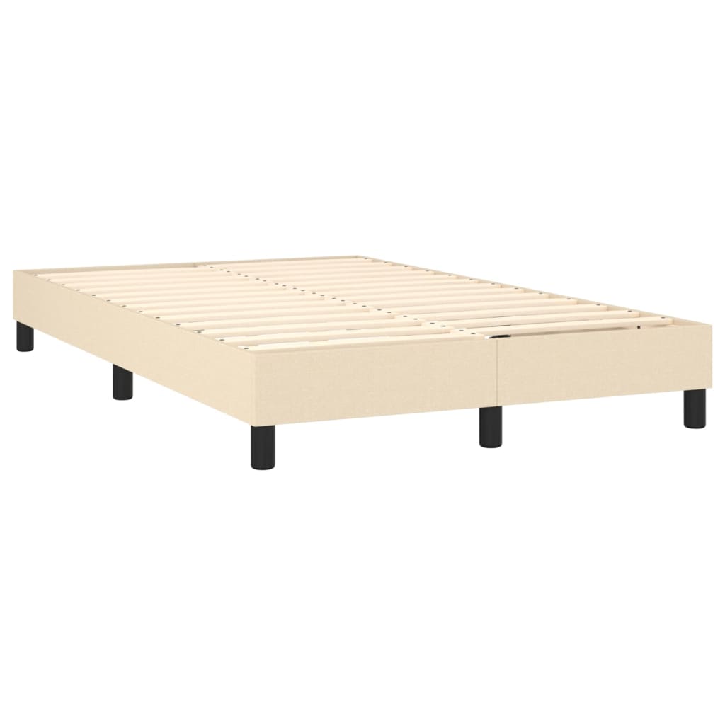 Κρεβάτι Boxspring με Στρώμα & LED Κρεμ 120x200 εκ. Υφασμάτινο - Pakobazaar
