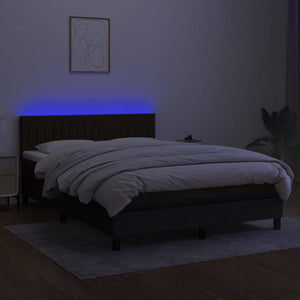 Κρεβάτι Boxspring με Στρώμα & LED Μαύρο 140x190 εκ. Υφασμάτινο