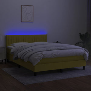 Κρεβάτι Boxspring με Στρώμα & LED Μπλε 140x200 εκ. Υφασμάτινο