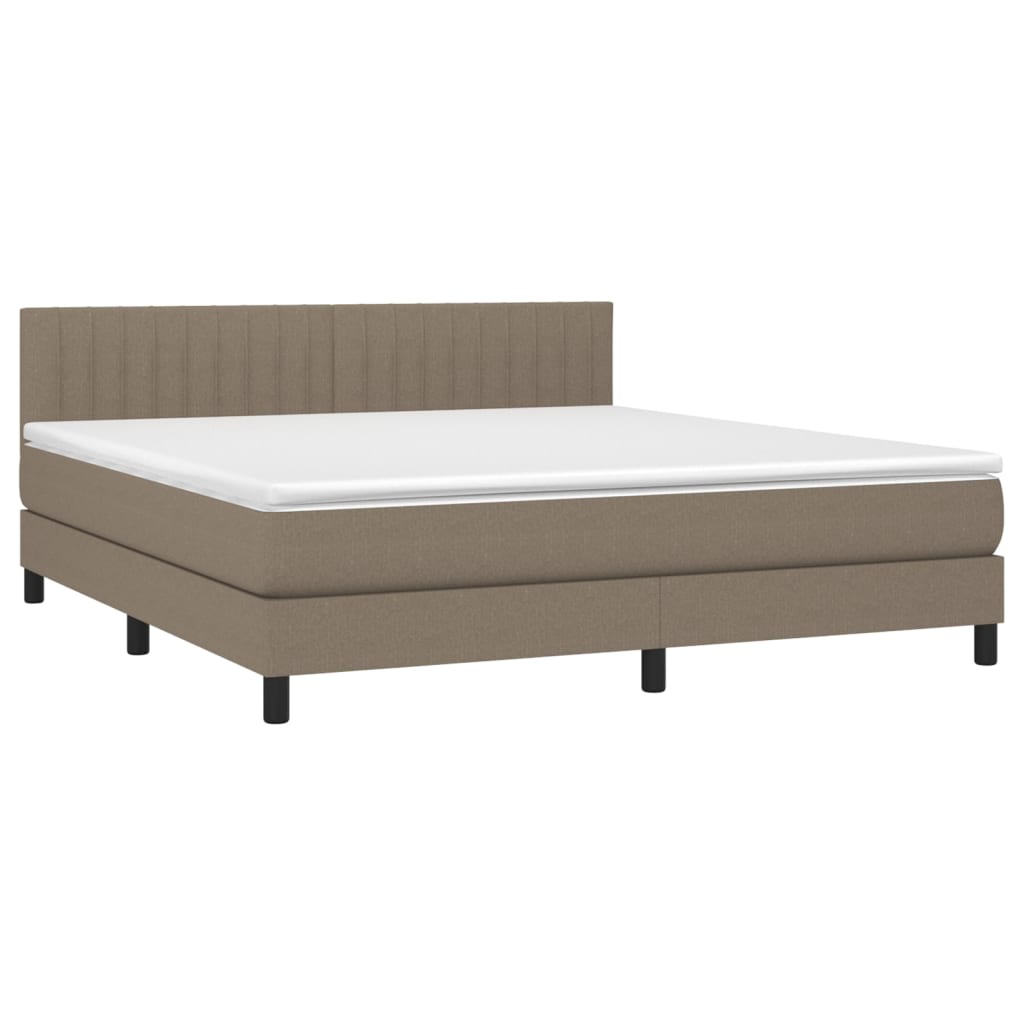 Κρεβάτι Boxspring με Στρώμα & LED Taupe 160x200 εκ. Υφασμάτινο - Pakobazaar