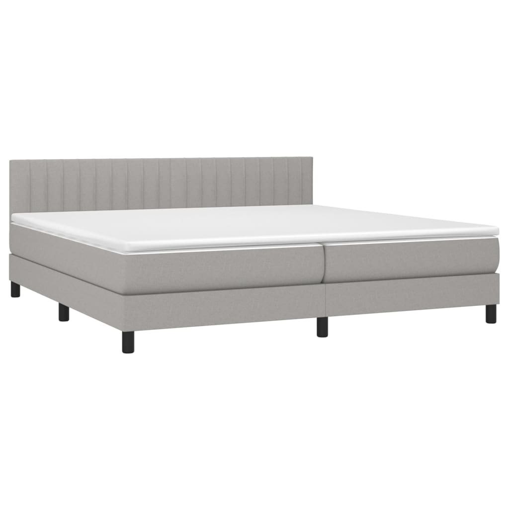 Κρεβάτι Boxspring με Στρώμα & LED Αν.Γκρι 200x200εκ. Υφασμάτινο - Pakobazaar