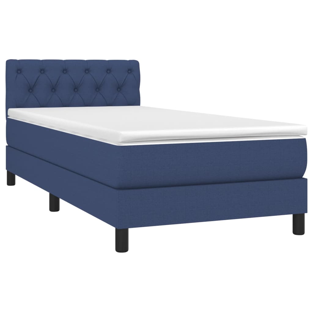 Κρεβάτι Boxspring με Στρώμα & LED Μπλε 80x200 εκ. Υφασμάτινο