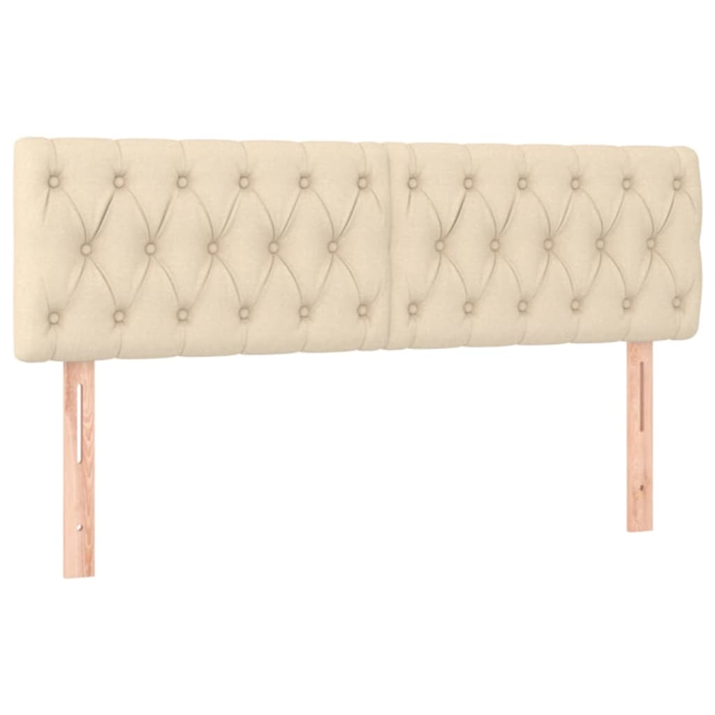 Κρεβάτι Boxspring με Στρώμα & LED Κρεμ 140x190 εκ. Υφασμάτινο - Pakobazaar