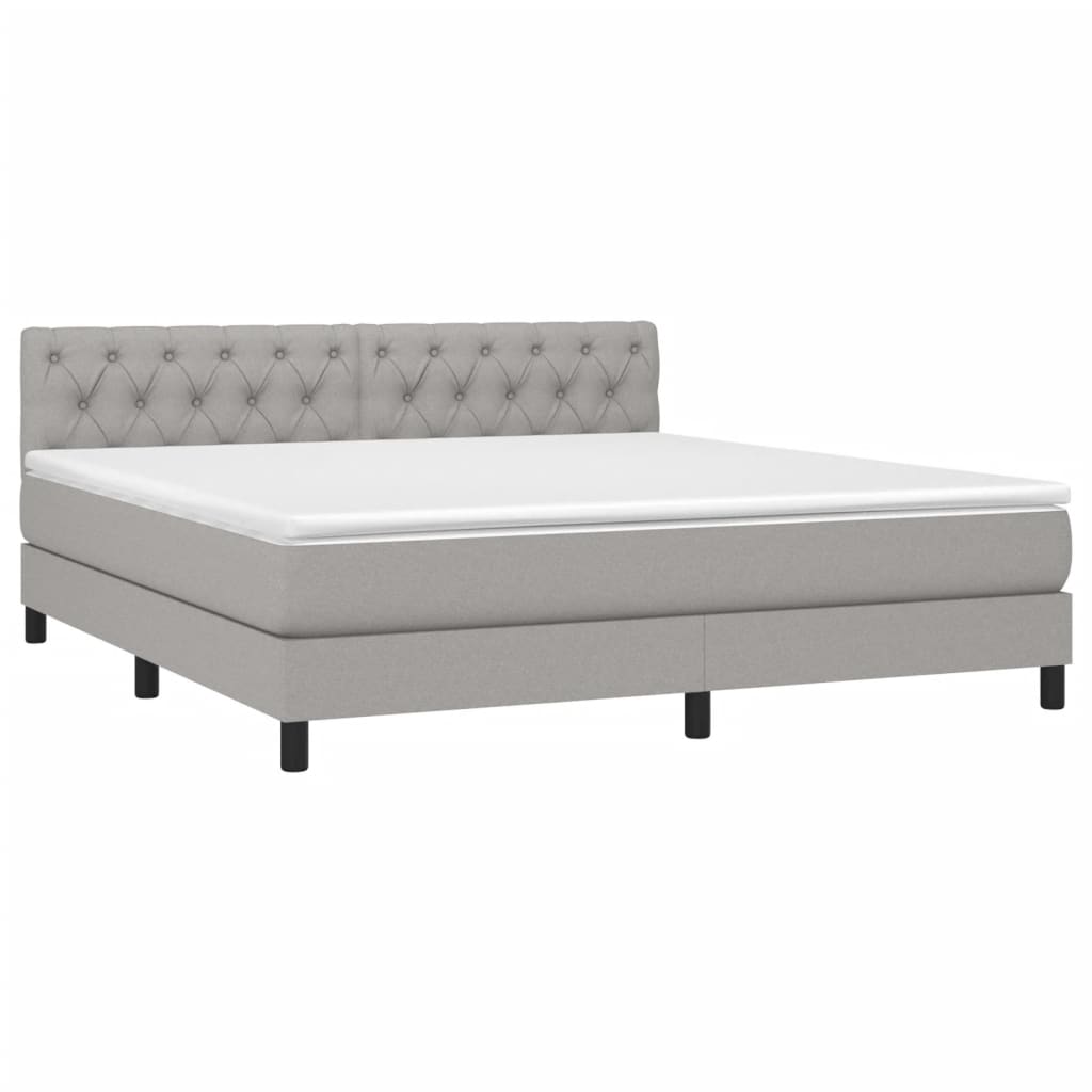 Κρεβάτι Boxspring με Στρώμα & LED Αν.Γκρι 160x200 εκ Υφασμάτινο