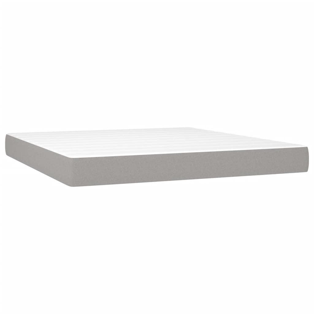 Κρεβάτι Boxspring με Στρώμα & LED Αν.Γκρι 160x200 εκ Υφασμάτινο