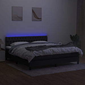 Κρεβάτι Boxspring με Στρώμα & LED Μαύρο 160x200 εκ. Υφασμάτινο - Pakobazaar