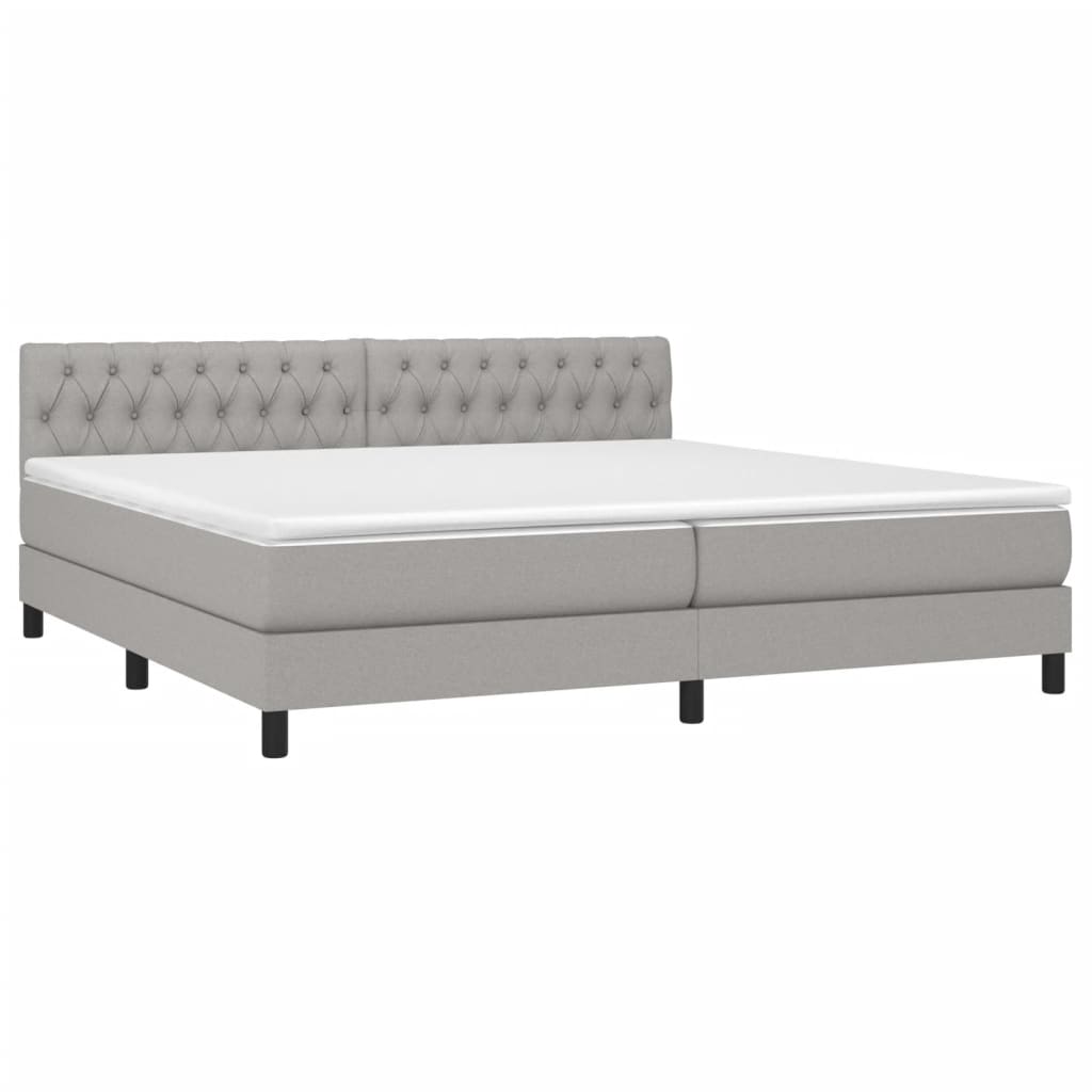 Κρεβάτι Boxspring με Στρώμα & LED Αν.Γκρι 200x200εκ. Υφασμάτινο - Pakobazaar