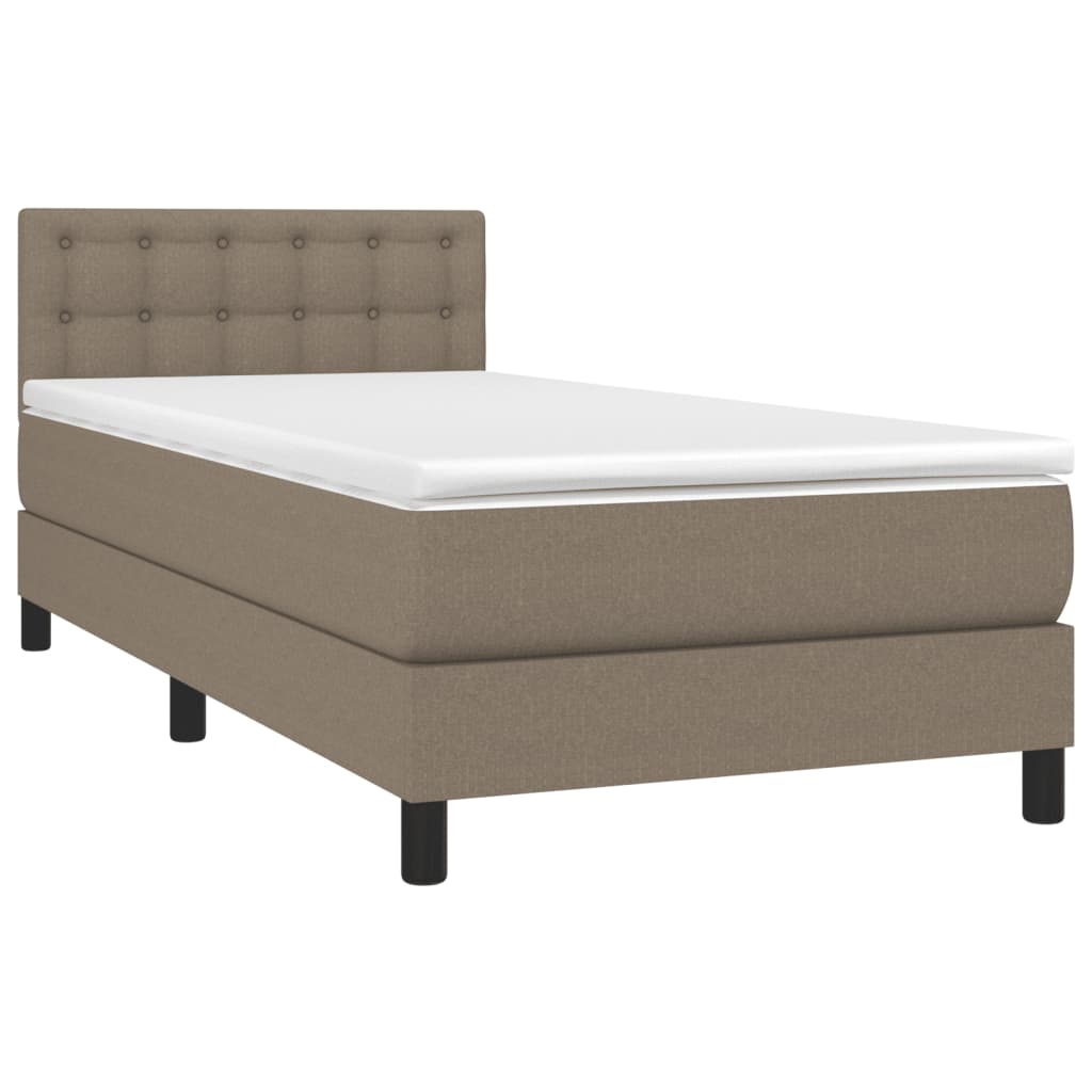 Κρεβάτι Boxspring με Στρώμα & LED Taupe 80x200 εκ. Υφασμάτινο