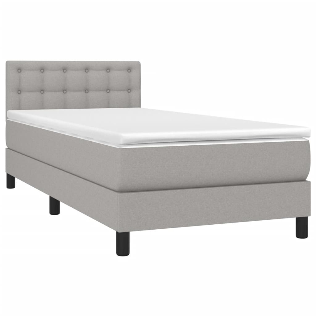 Κρεβάτι Boxspring με Στρώμα & LED Αν.Γκρι 100x200 εκ Υφασμάτινο - Pakobazaar