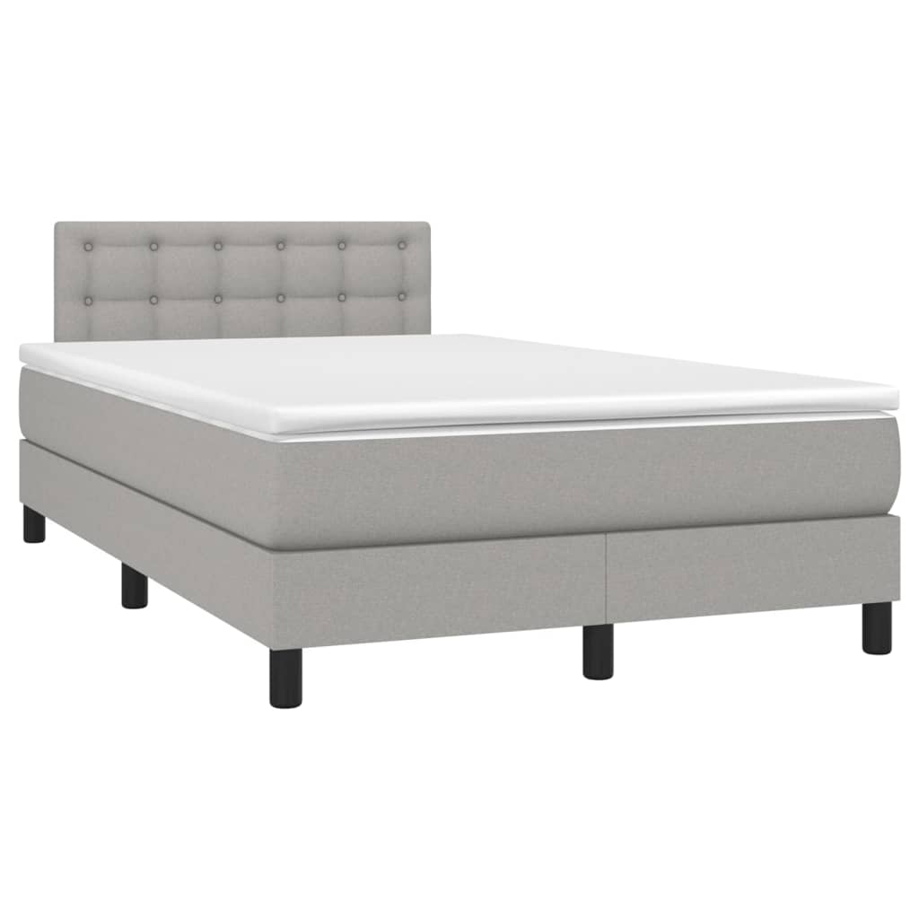 Κρεβάτι Boxspring με Στρώμα & LED Αν.Γκρι 120x200 εκ Υφασμάτινο