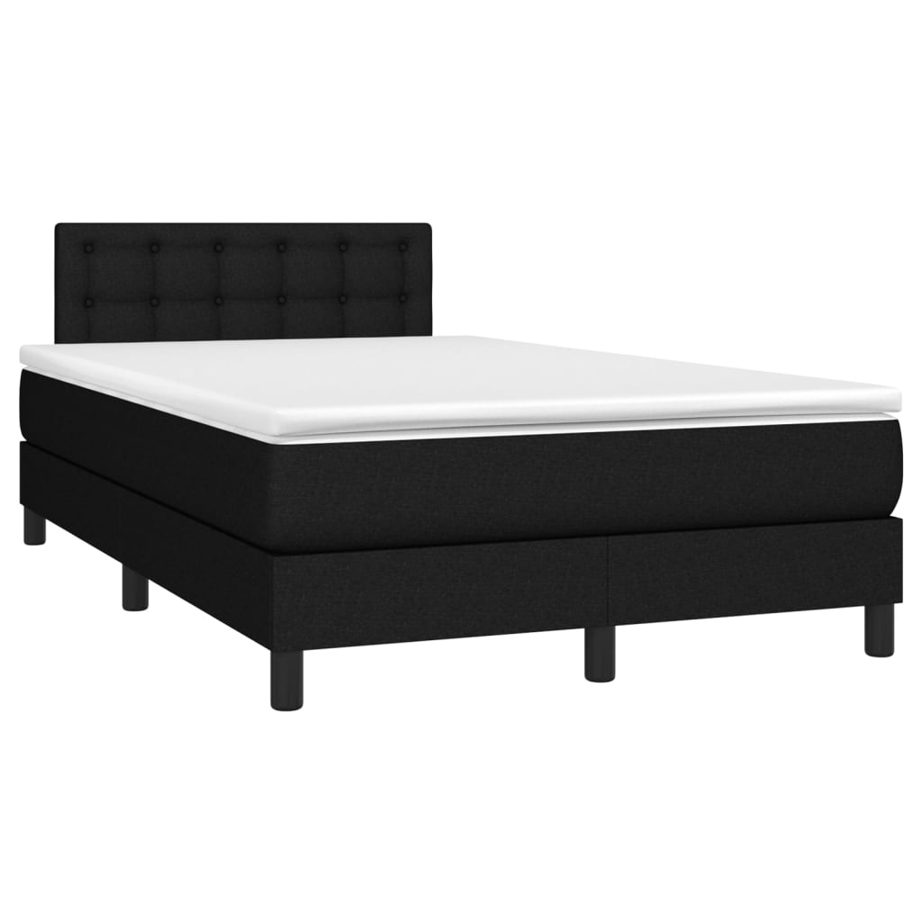 Κρεβάτι Boxspring με Στρώμα & LED Μαύρο 120x200 εκ. Υφασμάτινο