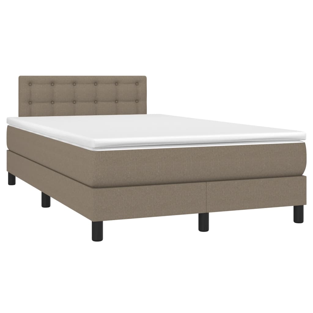 Κρεβάτι Boxspring με Στρώμα & LED Taupe 120x200 εκ. Υφασμάτινο