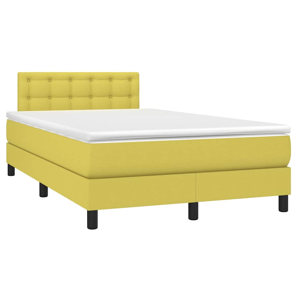 Κρεβάτι Boxspring με Στρώμα & LED Πράσινο 120x200 εκ Υφασμάτινο