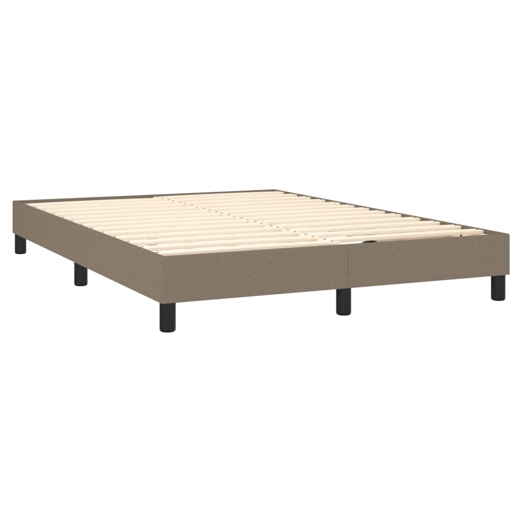 Κρεβάτι Boxspring με Στρώμα & LED Taupe 140x200 εκ. Υφασμάτινο