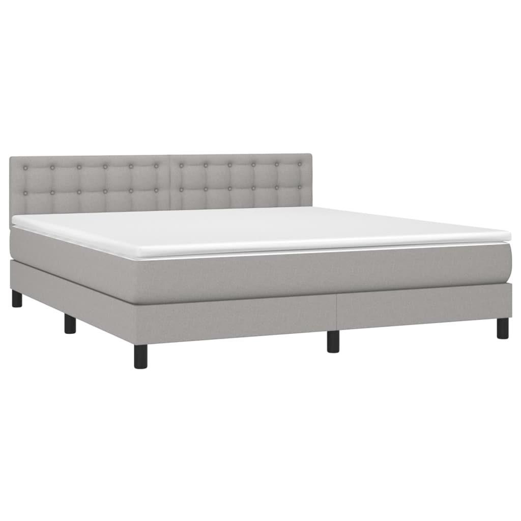Κρεβάτι Boxspring με Στρώμα & LED Αν.Γκρι 160x200 εκ Υφασμάτινο