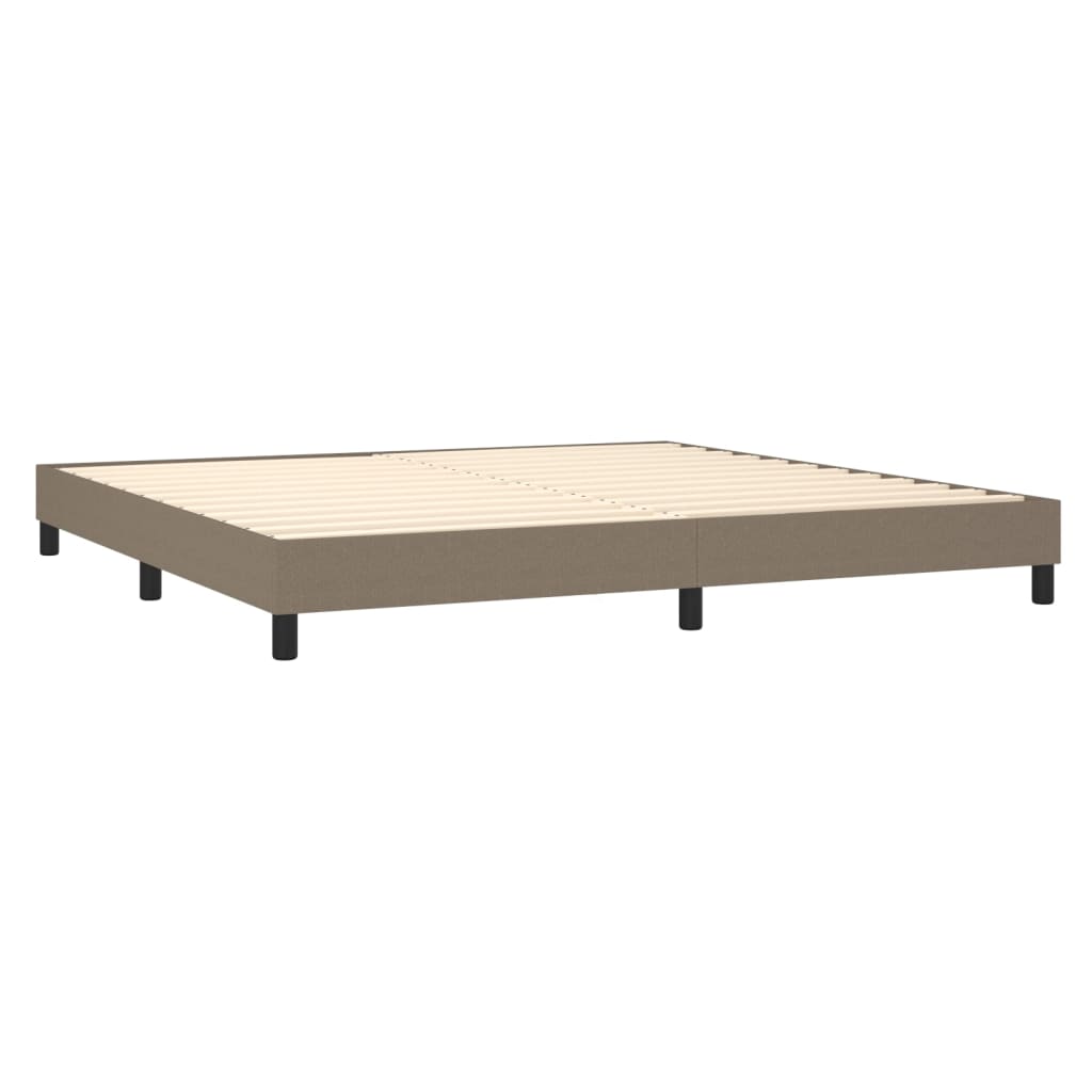 Κρεβάτι Boxspring με Στρώμα & LED Taupe 200x200 εκ. Υφασμάτινο