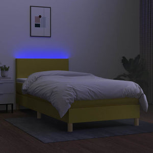 Κρεβάτι Boxspring με Στρώμα & LED Πράσινο 80x200 εκ. Υφασμάτινο