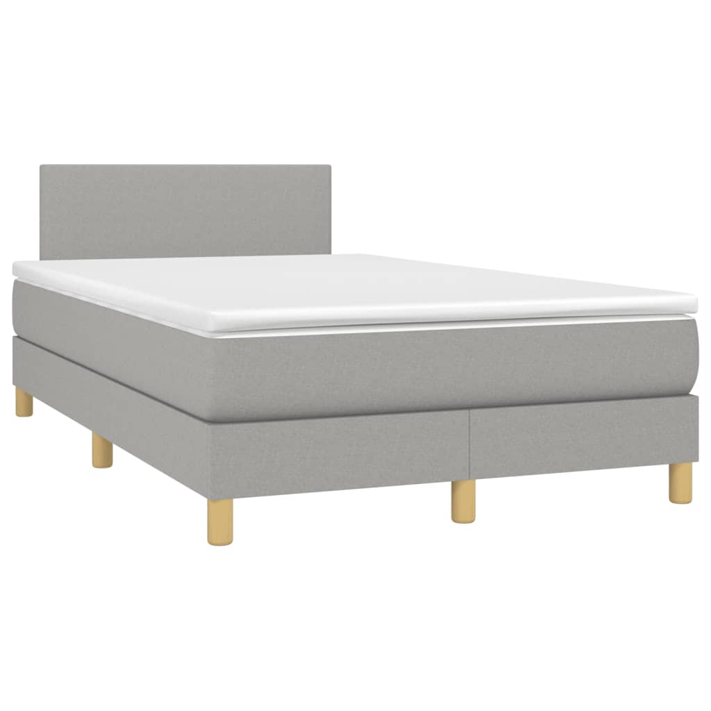 Κρεβάτι Boxspring με Στρώμα & LED Αν.Γκρι 120x200 εκ Υφασμάτινο