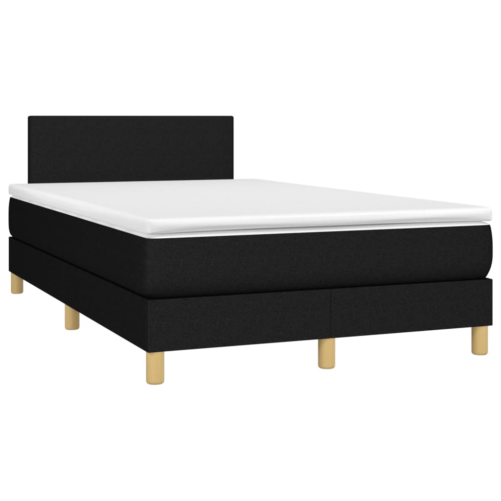 Κρεβάτι Boxspring με Στρώμα & LED Μαύρο 120x200 εκ. Υφασμάτινο