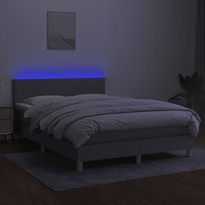 Κρεβάτι Boxspring με Στρώμα & LED Αν.Γκρι 140x200 εκ Υφασμάτινο - Pakobazaar