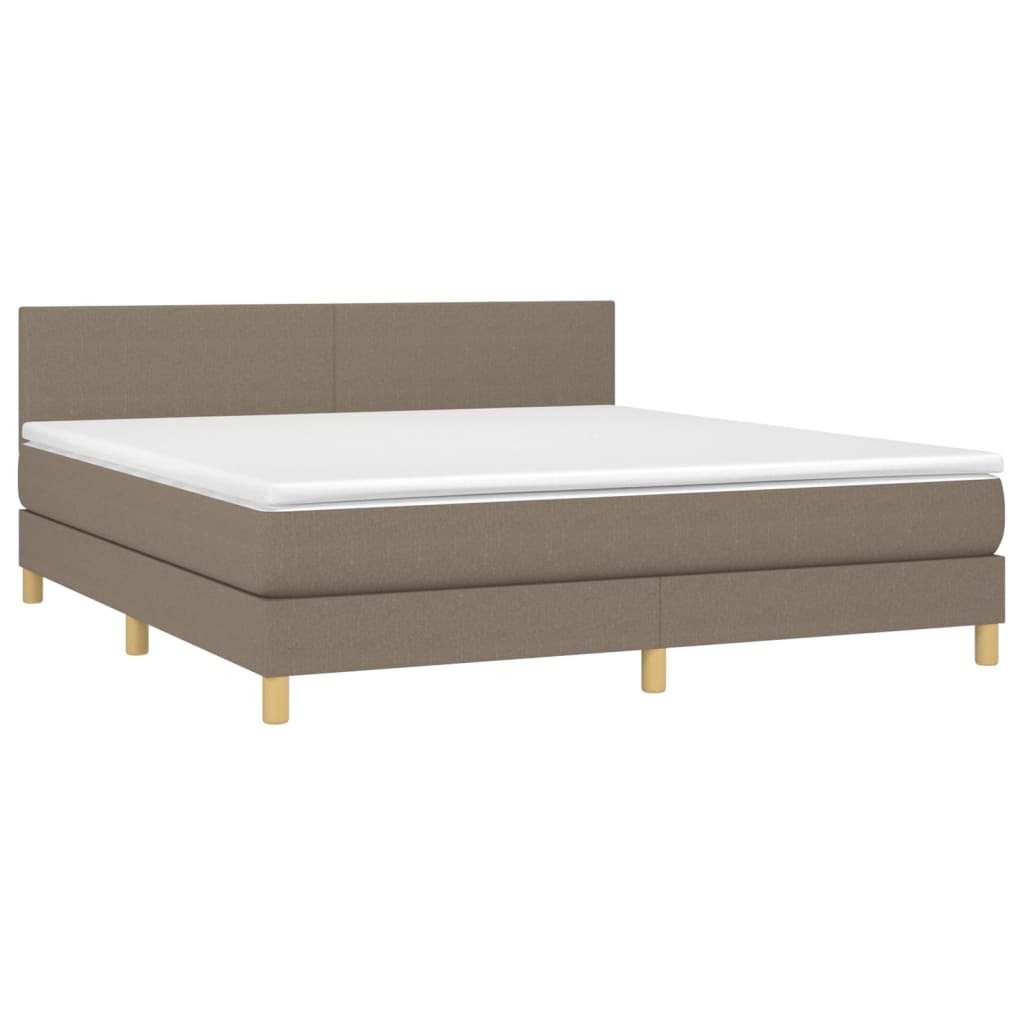 Κρεβάτι Boxspring με Στρώμα & LED Taupe 160x200 εκ. Υφασμάτινο