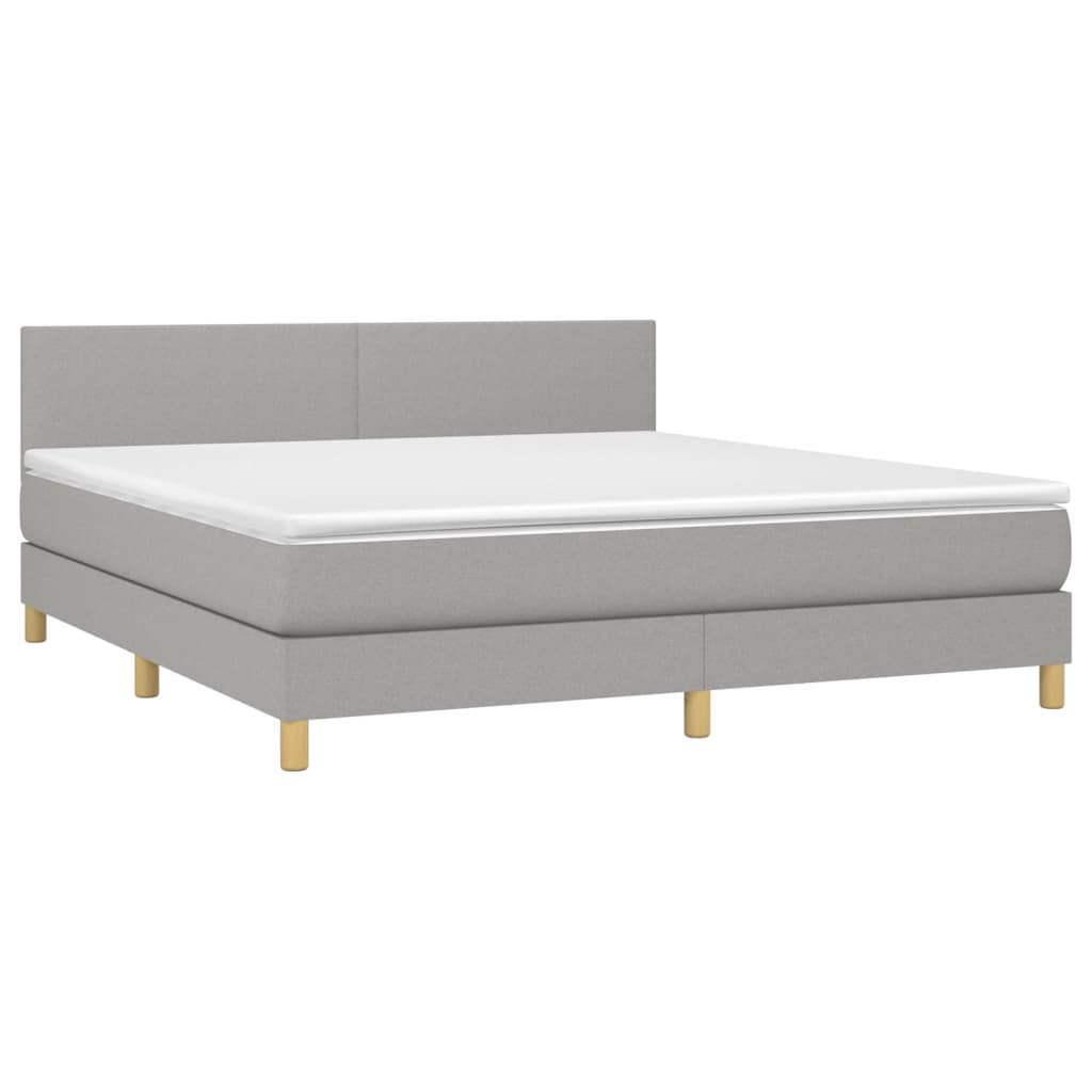 Κρεβάτι Boxspring με Στρώμα & LED Αν.Γκρι 180x200 εκ Υφασμάτινο - Pakobazaar