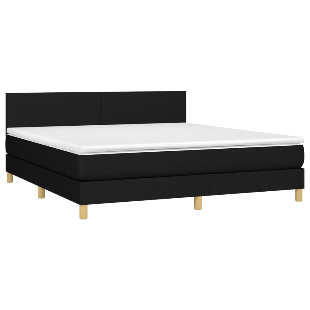 Κρεβάτι Boxspring με Στρώμα & LED Μαύρο 180x200 εκ. Υφασμάτινο