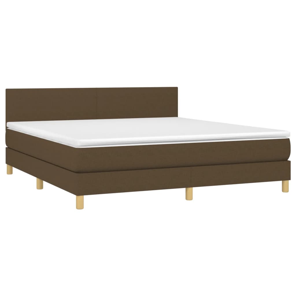 Κρεβάτι Boxspring με Στρώμα & LED Σκ.Καφέ 180x200εκ. Υφασμάτινο - Pakobazaar