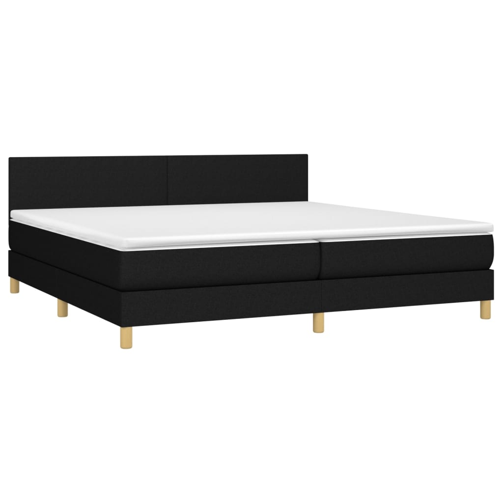 Κρεβάτι Boxspring με Στρώμα & LED Μαύρο 200x200 εκ. Υφασμάτινο