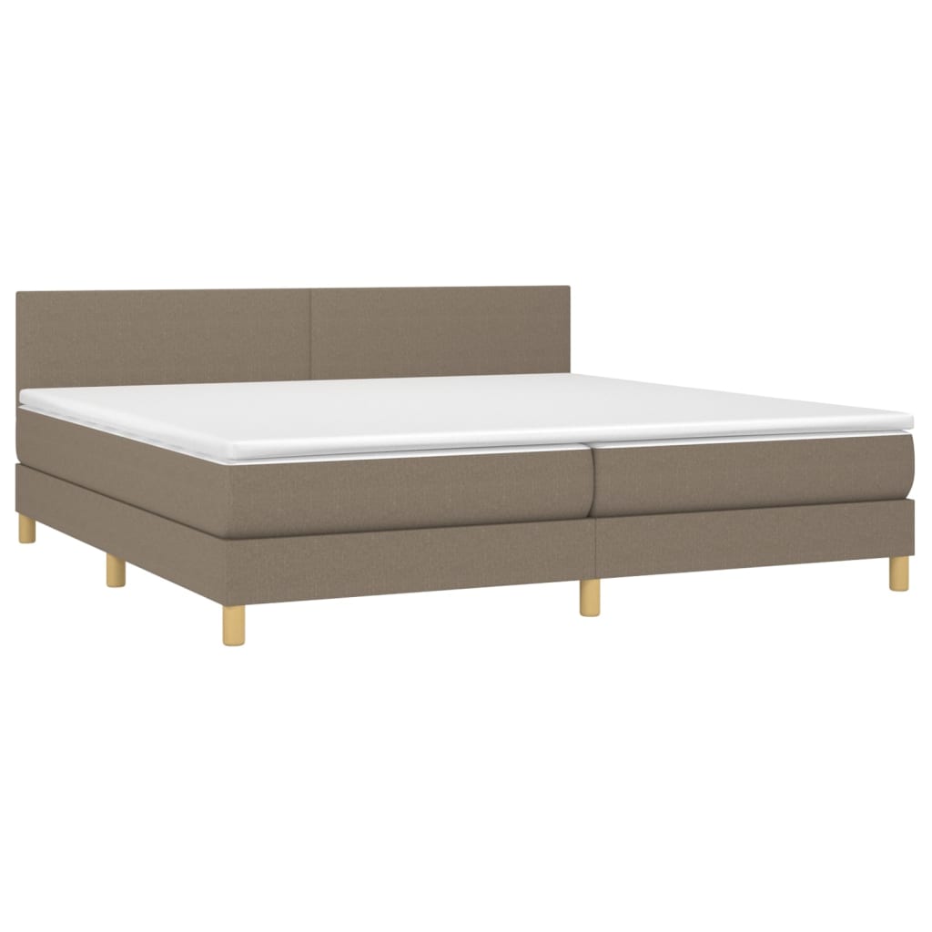 Κρεβάτι Boxspring με Στρώμα & LED Taupe 200x200 εκ. Υφασμάτινο