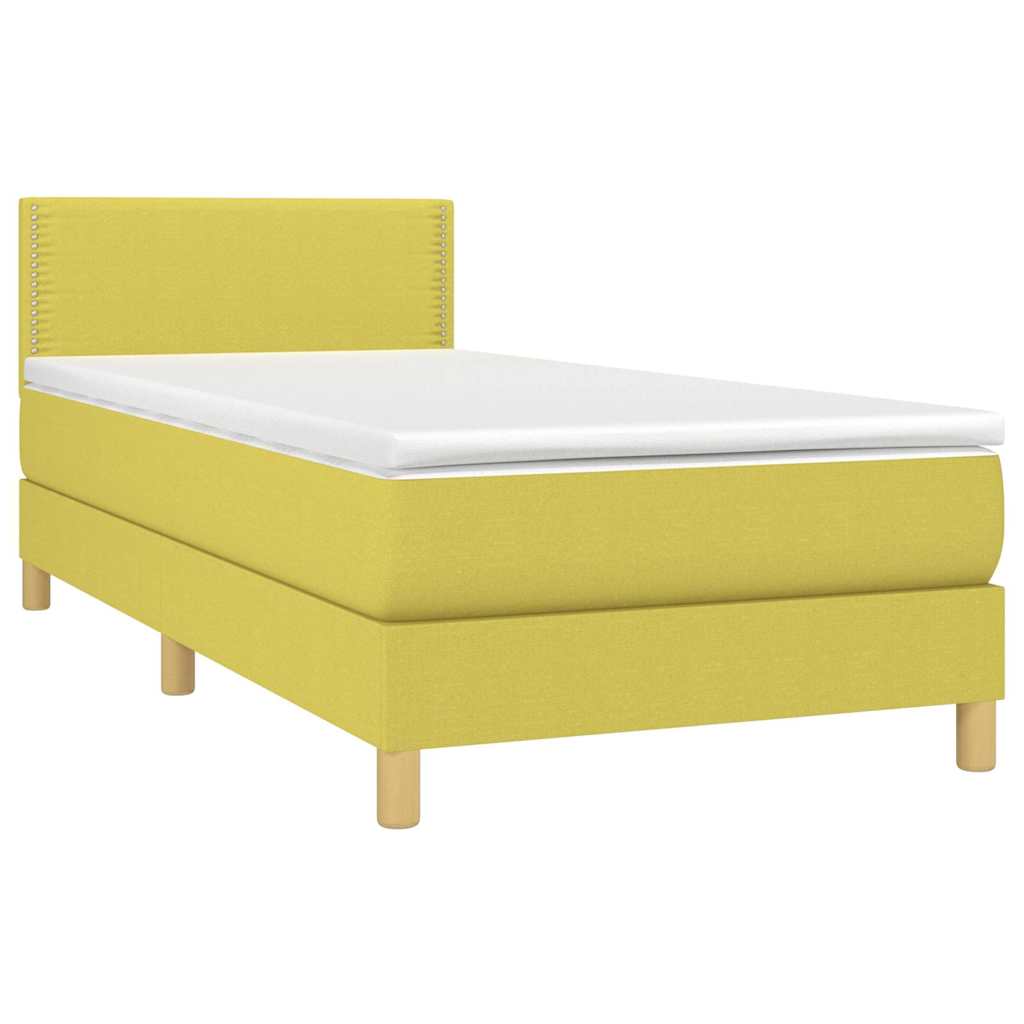 Κρεβάτι Boxspring με Στρώμα & LED Πράσινο 80x200 εκ. Υφασμάτινο