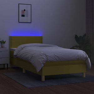 Κρεβάτι Boxspring με Στρώμα & LED Πράσινο 80x200 εκ. Υφασμάτινο