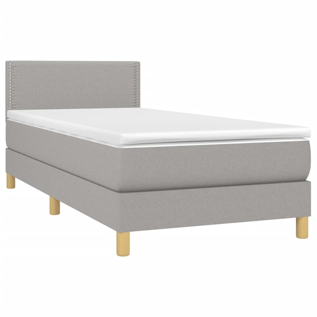 Κρεβάτι Boxspring με Στρώμα & LED Αν.Γκρι 100x200 εκ Υφασμάτινο
