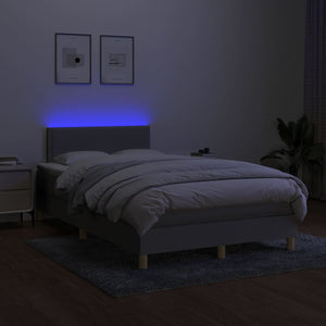 Κρεβάτι Boxspring με Στρώμα & LED Αν.Γκρι 120x200 εκ Υφασμάτινο