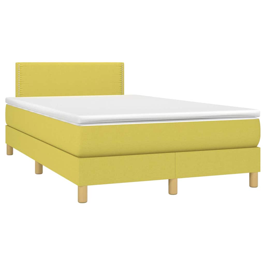 Κρεβάτι Boxspring με Στρώμα & LED Πράσινο 120x200 εκ Υφασμάτινο